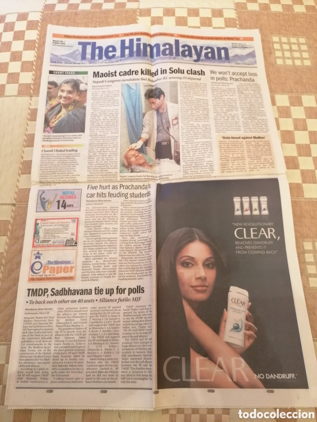 Coleccionismo de Revistas y Peri&oacute;dicos: The Himalayan Times 27 Marzo 2008. Peri&oacute;dico Nepal En Ingl&eacute;s.