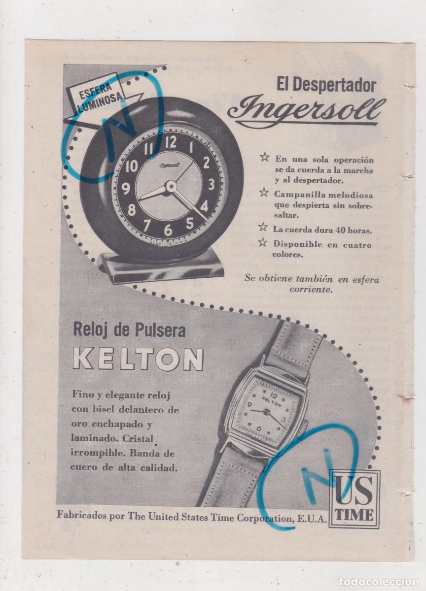 Colecionismo de Revistas e Jornais: PUBLICIDAD 1947. ANUNCIO DESPERTADOR INGERSOLL + RELOJ DE PULSERA KELTON. THE UNITED STATES TIME Co