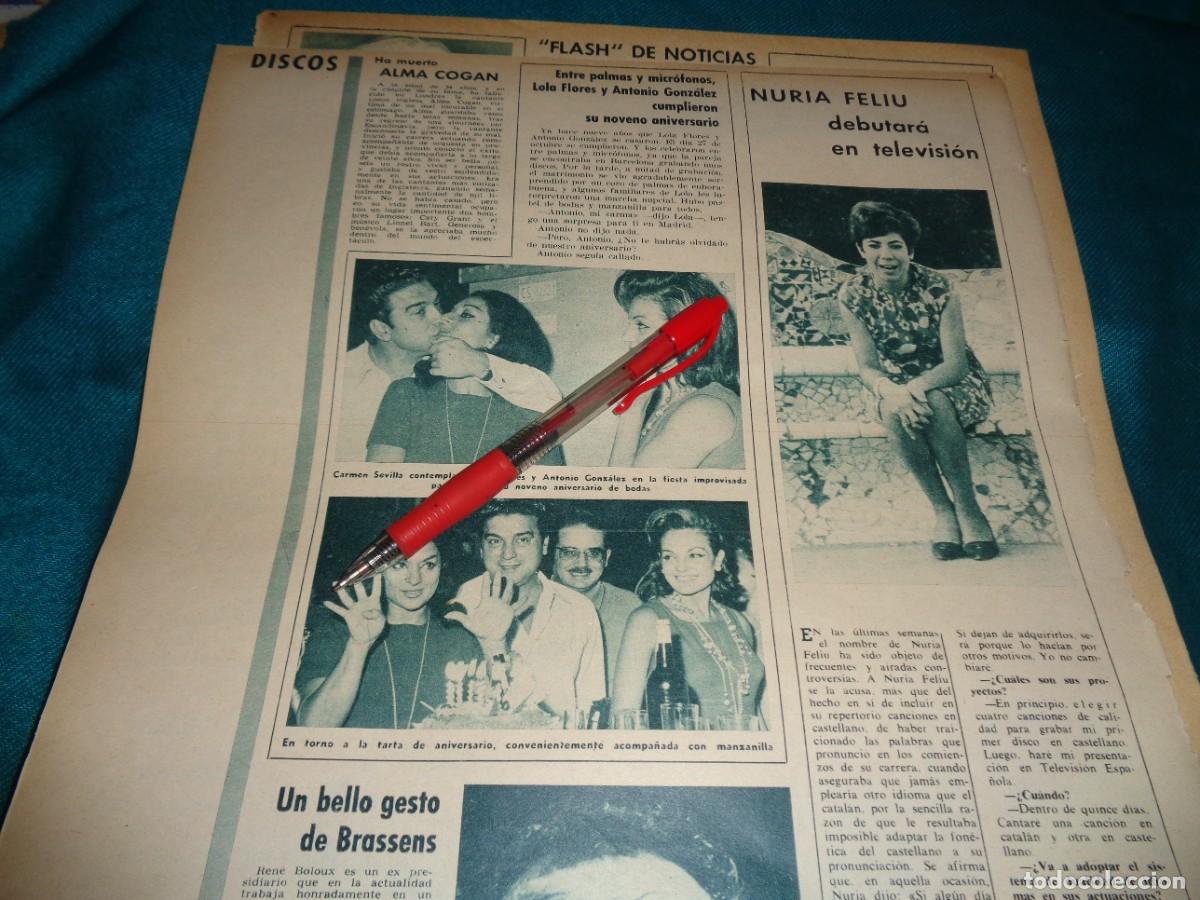 Coleccionismo de Revistas y Peri&oacute;dicos: RECORTE : 9&ordm; ANIVERSARIO DE LOLA FLORES Y ANTONIO. CARMEN SEVILLA. FOTOGRAMAS, NVMBRE 1966