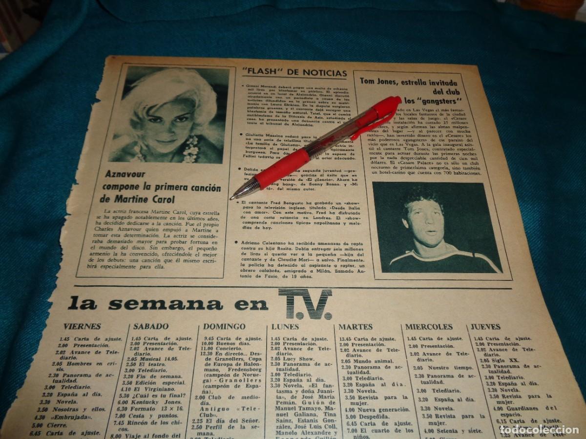 Coleccionismo de Revistas y Peri&oacute;dicos: RECORTE : MARTINE CAROL. TOM JONES. FOTOGRAMAS, NVMBRE 1966
