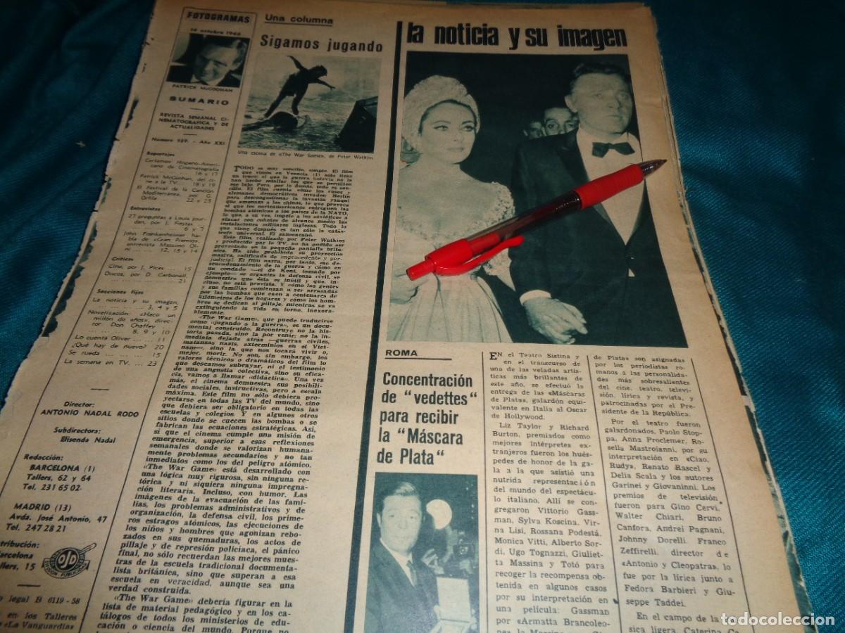 Sammeln von Zeitschriften und Zeitungen: RECORTE : PREMIO PARA LIZ TAYLOR Y RICHARD BURTON. FOTOGRAMAS, OCTBRE 1966
