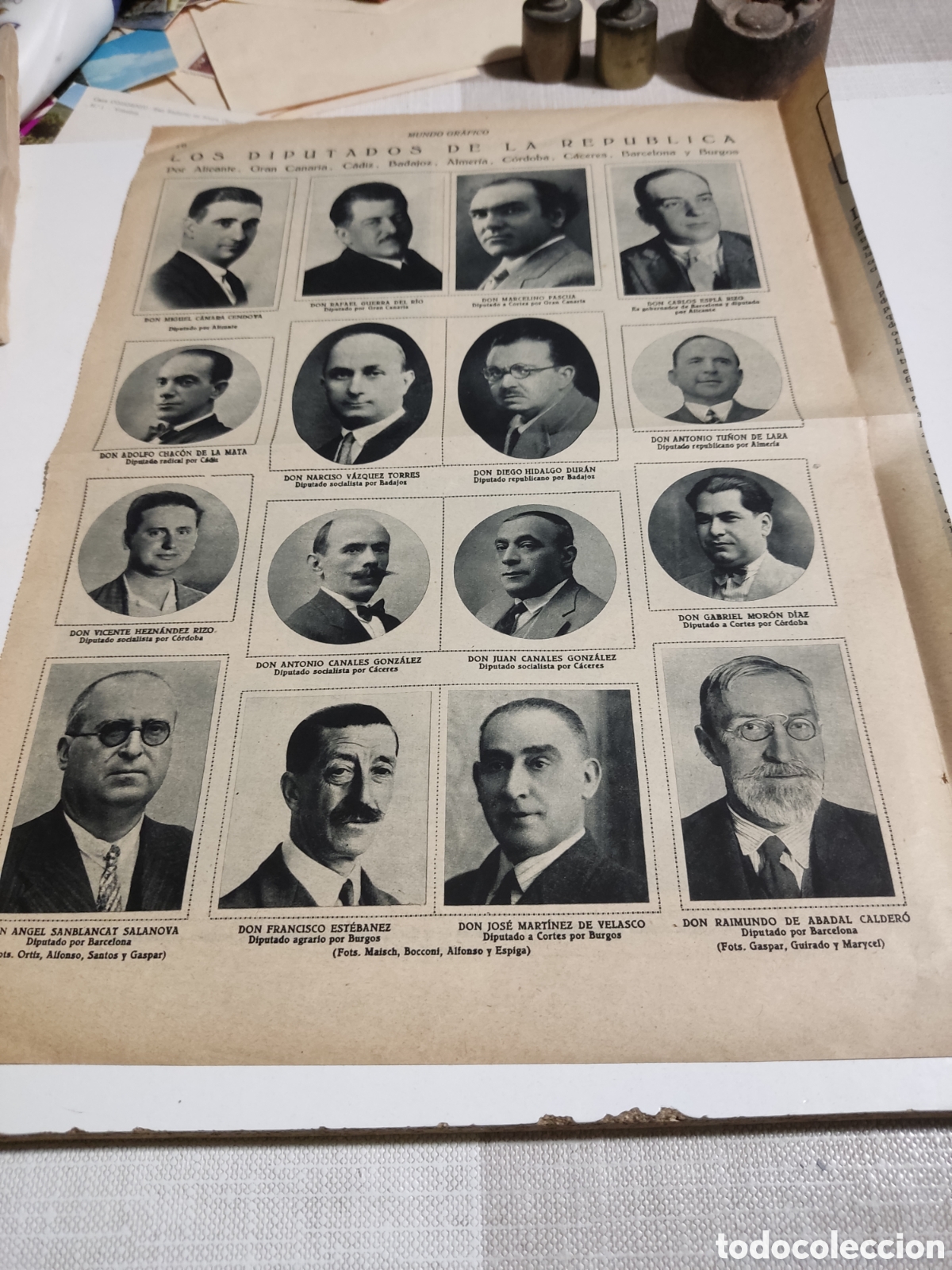 Coleccionismo de Revistas y Peri&oacute;dicos: Recorte p&aacute;gina de mundo gr&aacute;fico pol&iacute;ticos Alicante C&aacute;diz Badajoz Almer&iacute;a C&aacute;ceres Burgos etc