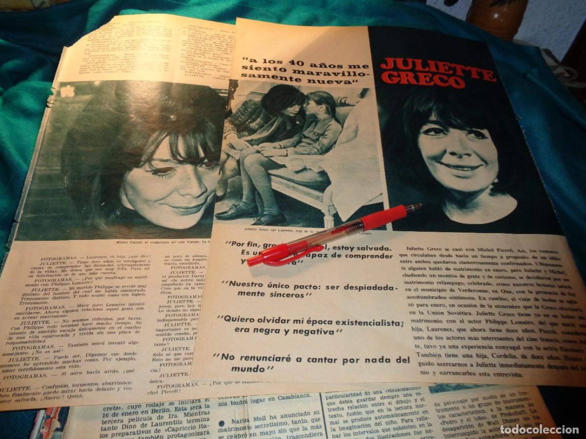 Collection Magazines and Newspapers: RECORTE : ENTREVISTA A JULIETTE GRECO. FOTOGRAMAS, ENERO 1967