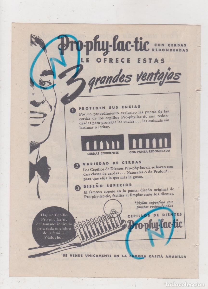 Sammeln von Zeitschriften und Zeitungen: PUBLICIDAD 1947. ANUNCIO PRO-PHY-LAC-TIC. CEPILLOS DE DIENTES + RCA VICTOR. RACIO CORPORATION (REVER