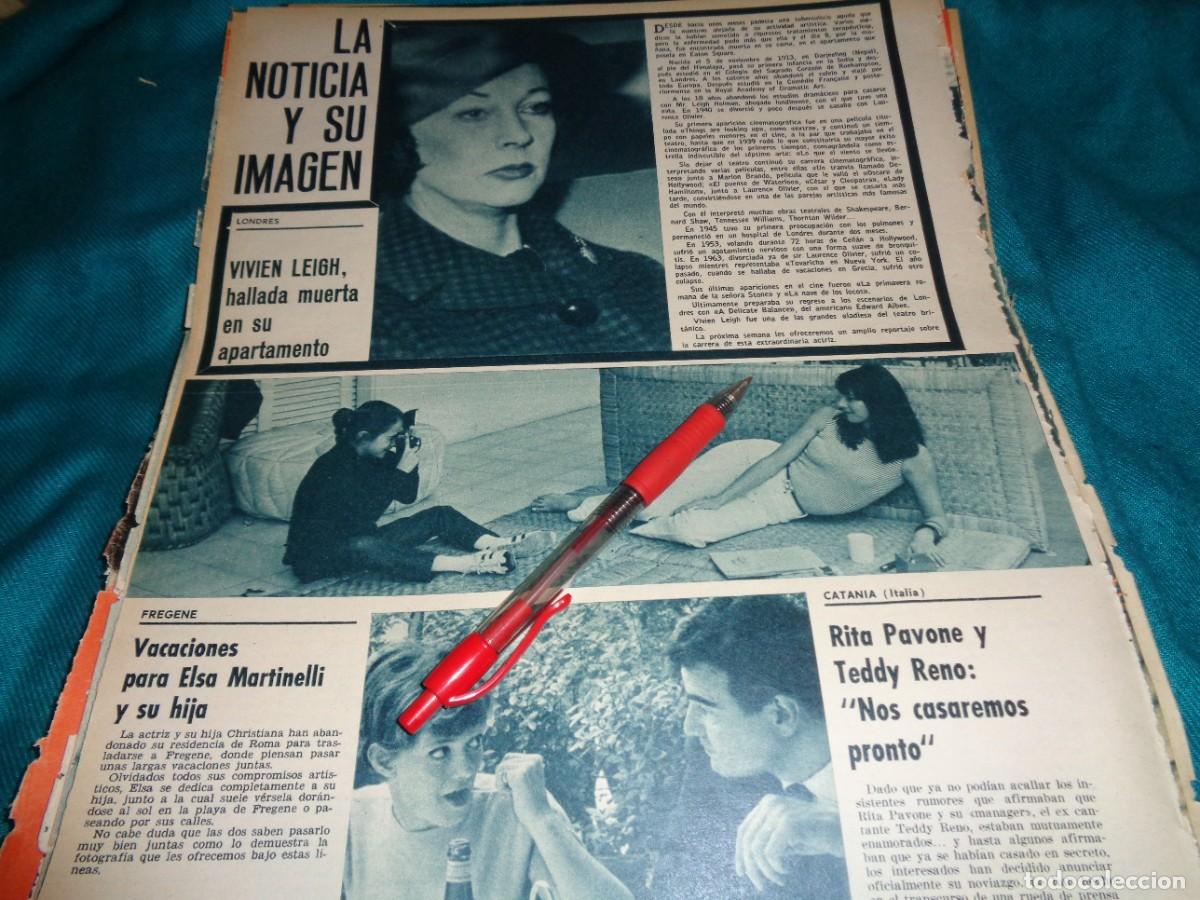 Collezionismo di Riviste e Giornali: RECORTE : VIVIEN LEIGH, ENCONTRADA MUERTA. RITA PAVONE, ELSA MARTINELLI. FOTOGRAMAS, JULIO 1967