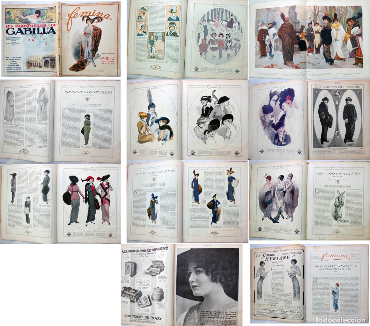 Colecionismo de Revistas e Jornais: REVISTA FRANCESA FEMINA. 1 DE OCTUBRE DE 1913. N&ordm; 305. Souli&eacute;. Jeanne Gabri&eacute;. Henriette Lowe.