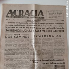 Coleccionismo de Revistas y Periódicos: PERIÓDICO ANARQUISTA CNT FAI ACRACIA LÉRIDA LLEIDA NOVIEMBRE 1937 GUERRA CIVIL CATALUNYA CATALUÑA 4