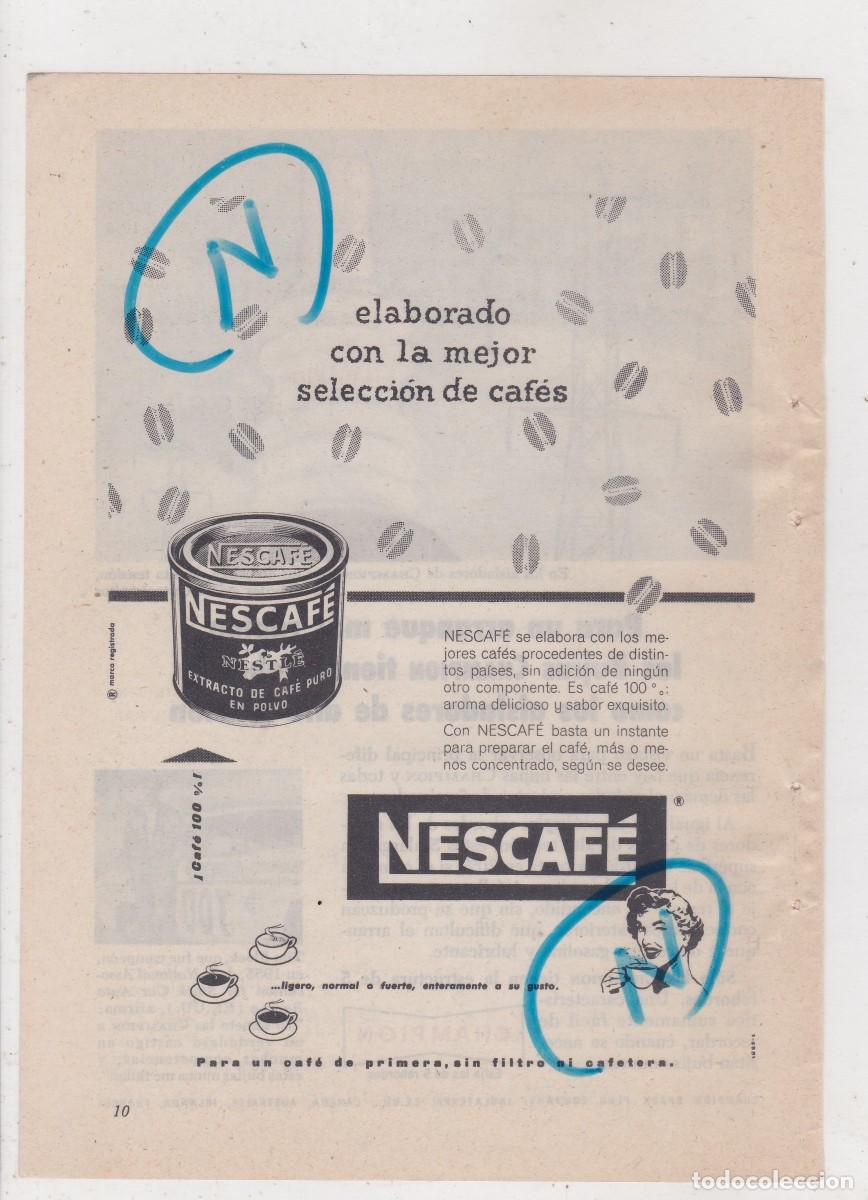 Coleccionismo de revistas y peri&oacute;dicos: PUBLICIDAD 1956. ANUNCIO NESCAFE + BUJIAS CHAMPION (REVERSO)