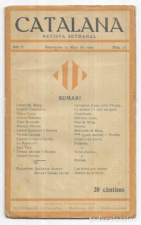 Collectionnisme de Revues et Journaux: CATALANA Revista Setmanal Any II n&ordm; 56 Barcelona 25 Maig de 1919