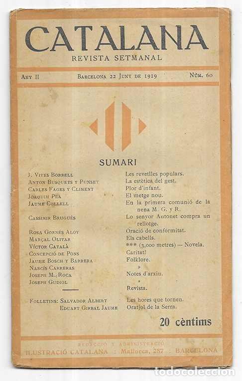 Coleccionismo de Revistas y Peri&oacute;dicos: CATALANA Revista Setmanal Any II n&ordm; 60 Barcelona 22 Juny de 1919