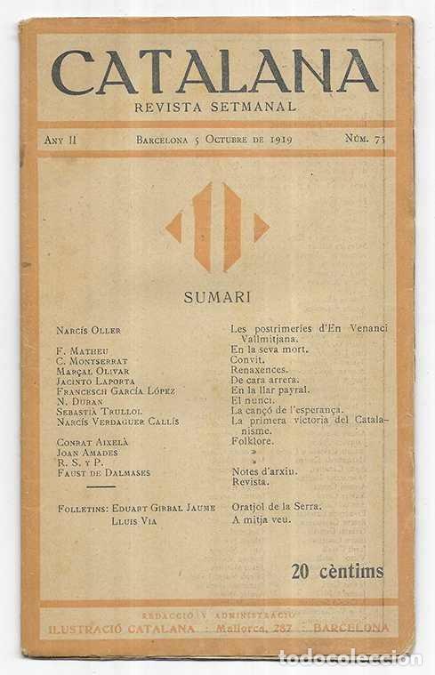 Coleccionismo de Revistas y Peri&oacute;dicos: CATALANA Revista Setmanal Any II n&ordm; 75 Barcelona 5 Octubre de 1919