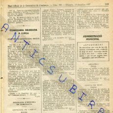 Coleccionismo de Revistas y Periódicos: DIARI ANY 1937 GUERRA CIVIL ARCAVELL ARENYS DE MUNT ARTESA DE SEGRE BELLMUNT DEL PRIORAT BERGA