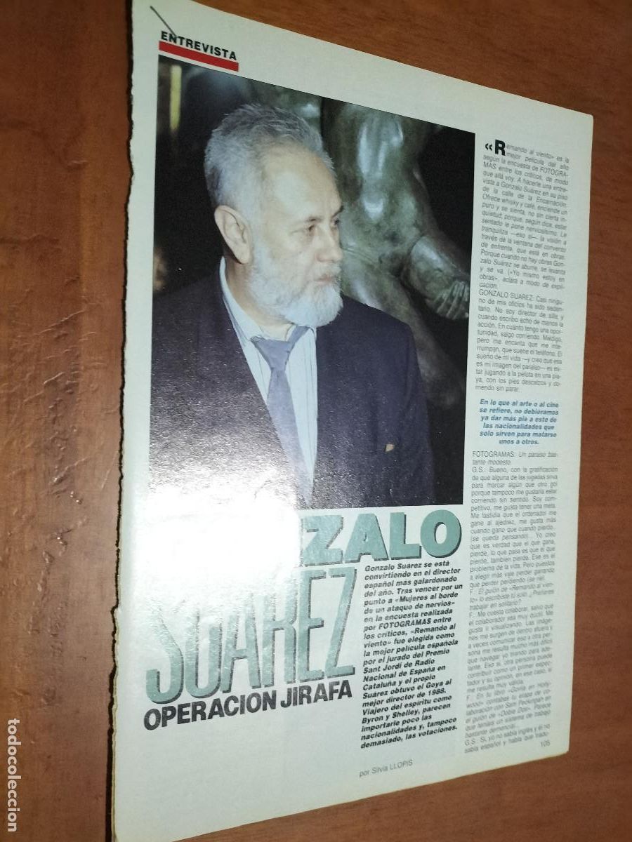 Collezionismo di Riviste e Giornali: GONZALO SU&Aacute;REZ. ENTREVISTA. 2 P&Aacute;GINAS. EXTRAIDO DE UNA REVISTA. BUEN ESTADO. GRAPA