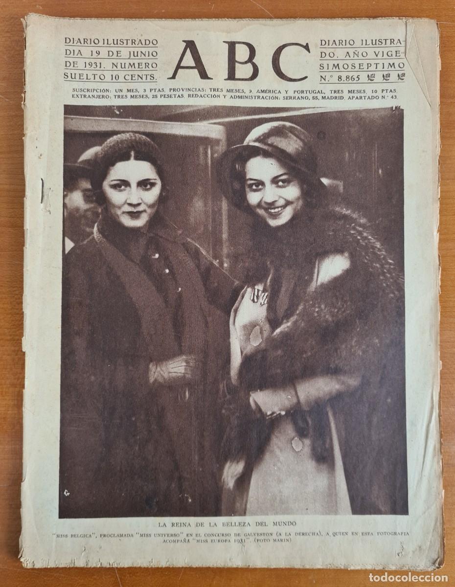 Coleccionismo de Revistas y Peri&oacute;dicos: Diario ABC Miss Universo 1931 F&uacute;tbol Final Campeonato Espa&ntilde;a Norte vs Sur Athletic de Bilbao Betis