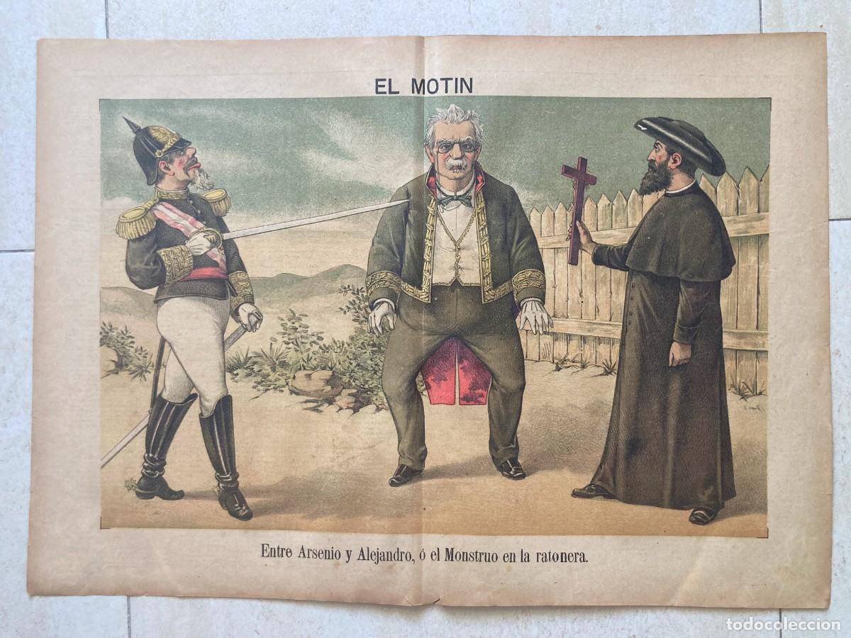 Coleccionismo de revistas y peri&oacute;dicos: EL MOTIN, periodico sat&iacute;rico semanal. Num. 11 del 12-3-1892. Entre Arsenio y Alejandro... Revista