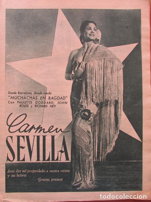 Coleccionismo de Revistas y Peri&oacute;dicos: RECORTE REVISTA TRIUNFO 313 1952 CARMEN SEVILLA