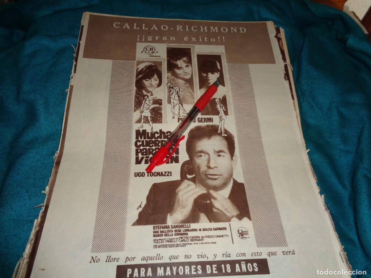 Coleccionismo de Revistas y Peri&oacute;dicos: RECORTE : PUBLICIDAD PELICULA : MUCHAS CUERDAS PARA UN VIOLIN. CINE EN 7 DIAS, DCMBRE 1967