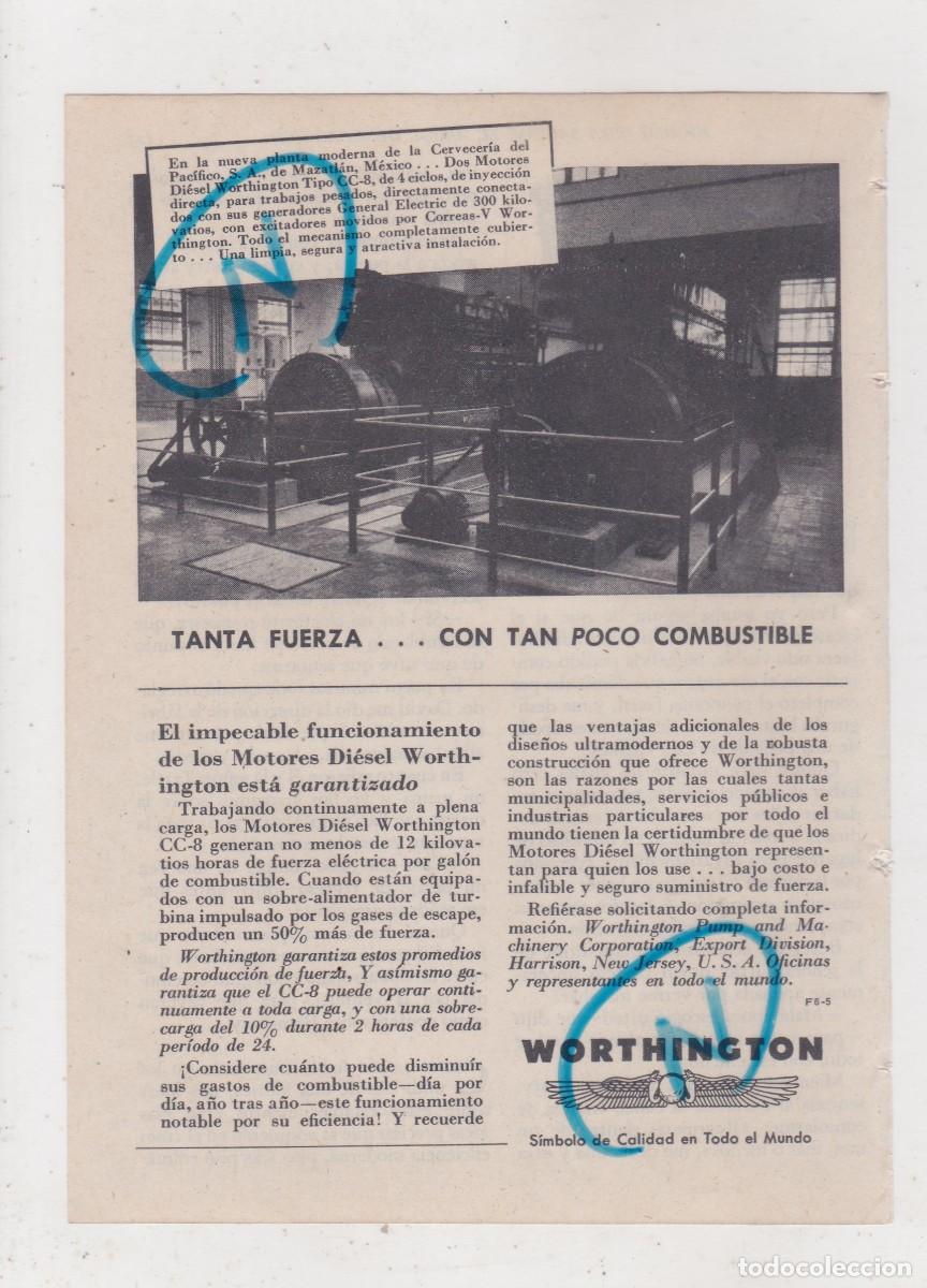 Sammeln von Zeitschriften und Zeitungen: PUBLICIDAD 1947. ANUNCIO MOTORES DI&Eacute;SEL WORTHINGTON