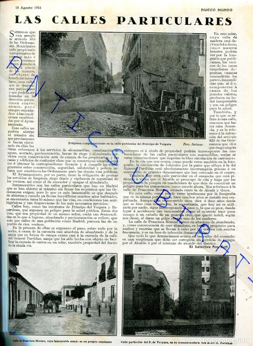 Collection Magazines and Newspapers: REVISTA A&Ntilde;O 1916 FOTOS CALLE PRINCIPE DE VERGARA EN MADRID MOSEN ALCOVER VICENTE PASTOR REGATERIN