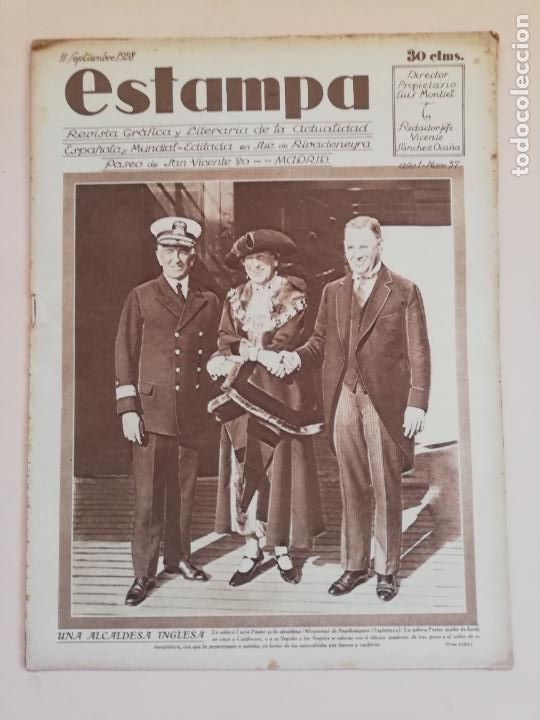 Coleccionismo de Revistas y Peri&oacute;dicos: ESTAMPA. REVISTA GRAFICA Y LITERARIA, ESPA&Ntilde;OLA Y MUNDIAL. A&Ntilde;O I, N&ordm; 37. 11 SEPTIEMBRE 1928. LEER.