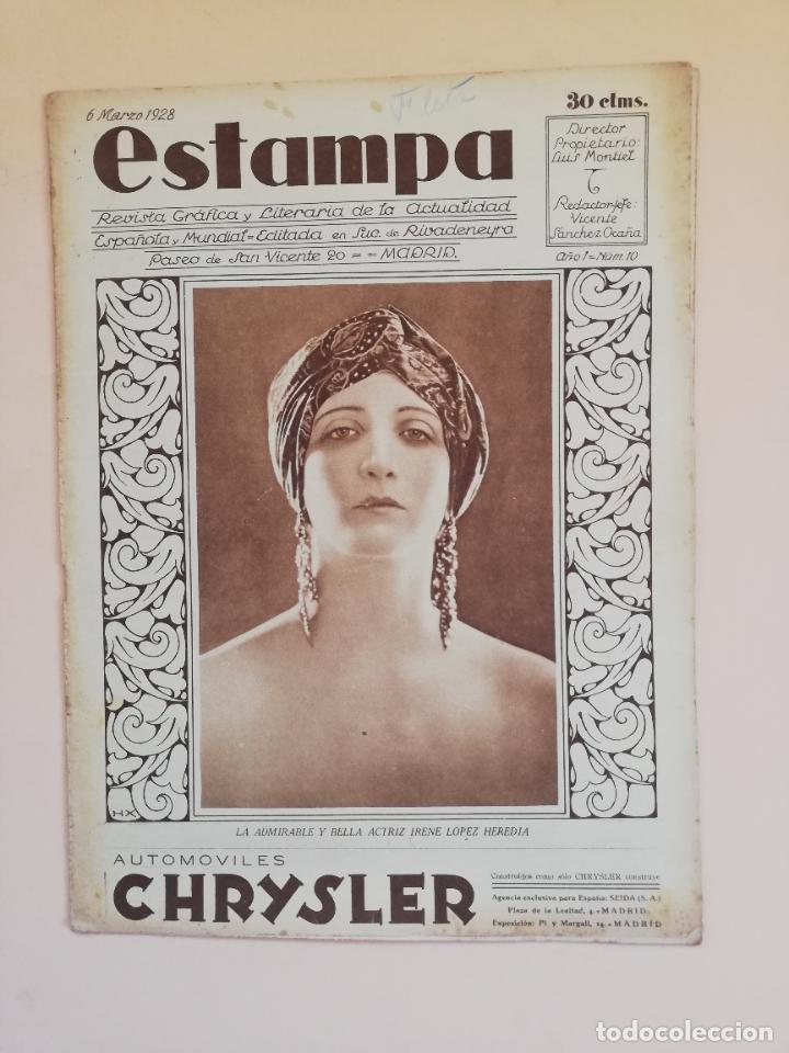 Coleccionismo de Revistas y Peri&oacute;dicos: ESTAMPA. REVISTA GRAFICA Y LITERARIA, ESPA&Ntilde;OLA Y MUNDIAL. A&Ntilde;O I, N&ordm; 10. 6 MARZO 1928. LEER.