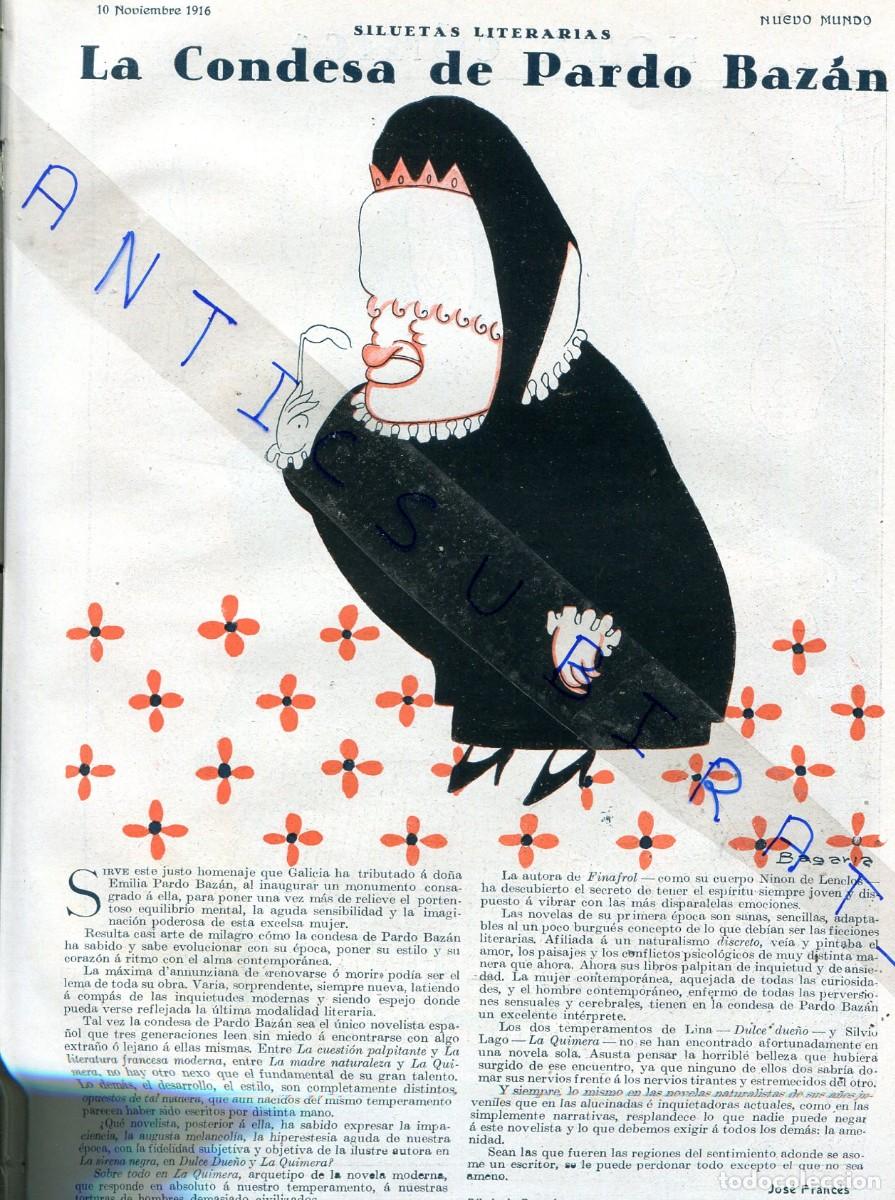 Coleccionismo de Revistas y Peri&oacute;dicos: REVISTA ENTERA A&Ntilde;O 1916 CARICATURA DE EMILIA PARDO BAZAN CONDESA DE PARDO BAZAN