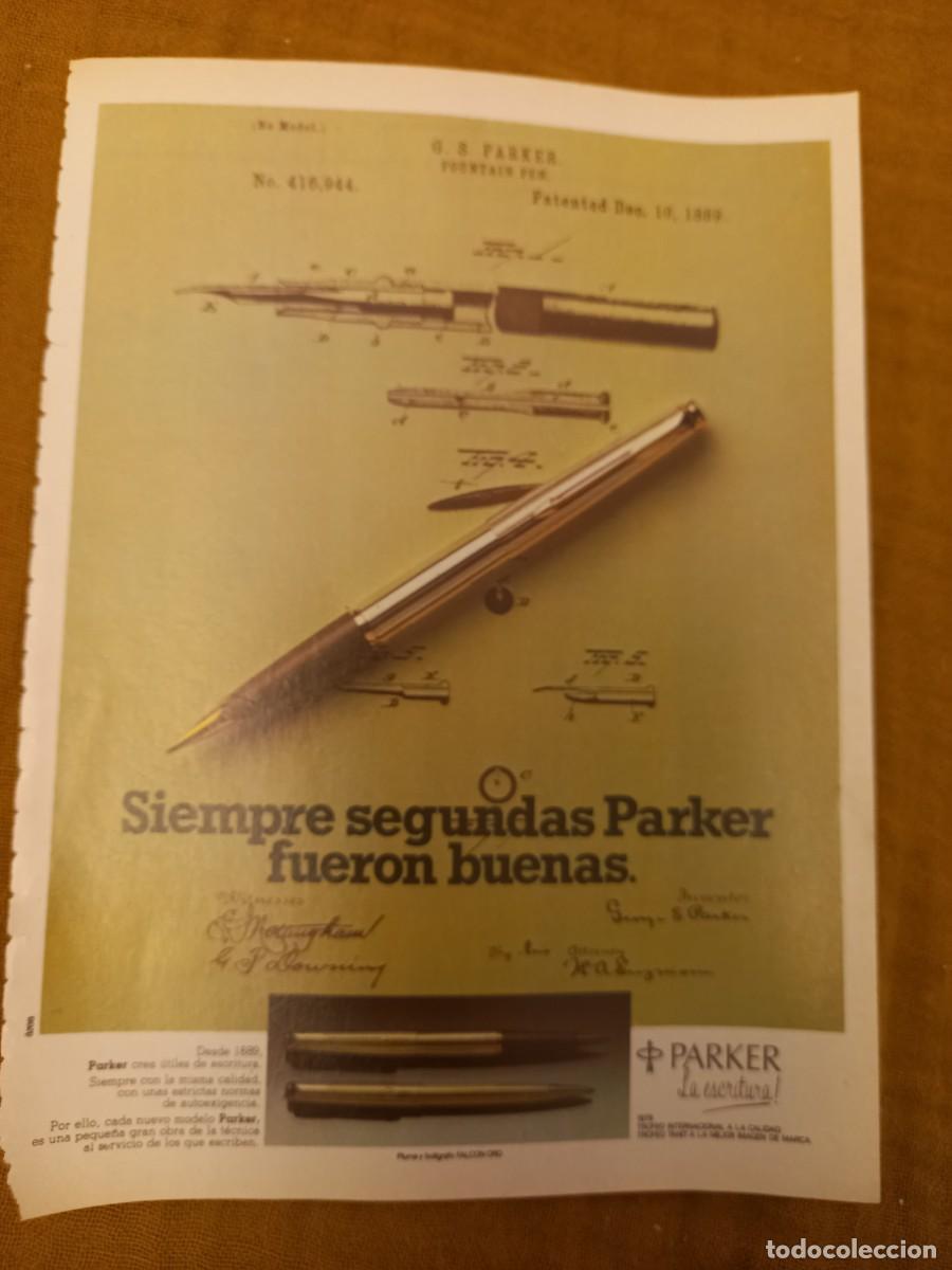 Coleccionismo de Revistas y Peri&oacute;dicos: PUBLICIDAD ANUNCIO DE PLUMA ESTILOGR&Aacute;FICA Y BOL&Iacute;GRAFO PARKER . EXTRA&Iacute;DO DE REVISTA 1980. 13X19 CM