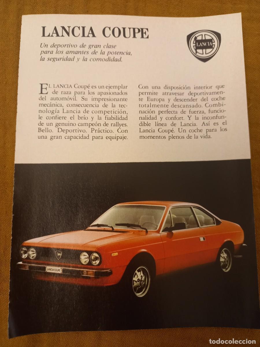 Coleccionismo de Revistas y Peri&oacute;dicos: PUBLICIDAD AUTOMOVILES. ANUNCIO DE LANCIA COUPE. EXTRA&Iacute;DO DE REVISTA 1980. 13X19 CM