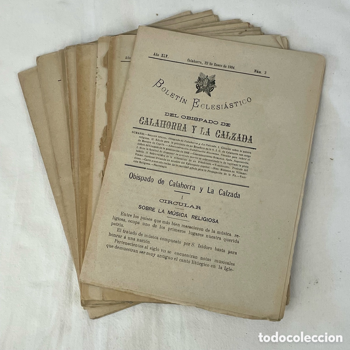 Collection Magazines and Newspapers: LOTE 8 BOLETIN ECLESIASTICO OBISPADO CALAHORRA Y LA CALZADA 1904 LA RIOJA