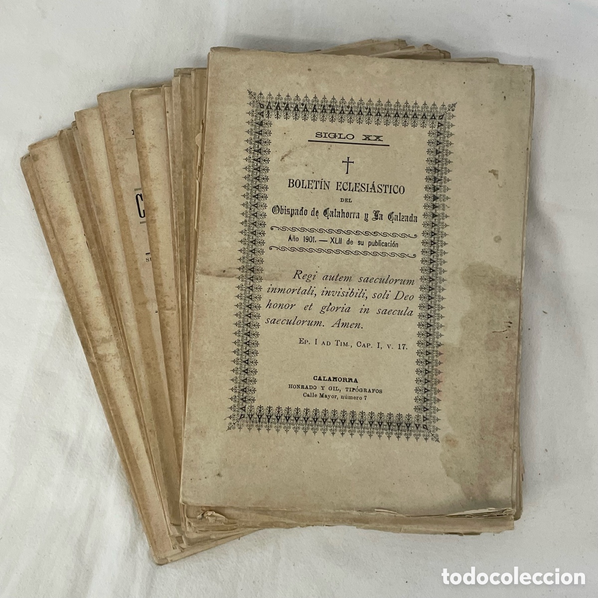 Collection Magazines and Newspapers: LOTE 32 BOLETIN ECLESIASTICO OBISPADO CALAHORRA Y LA CALZADA 1901 LA RIOJA