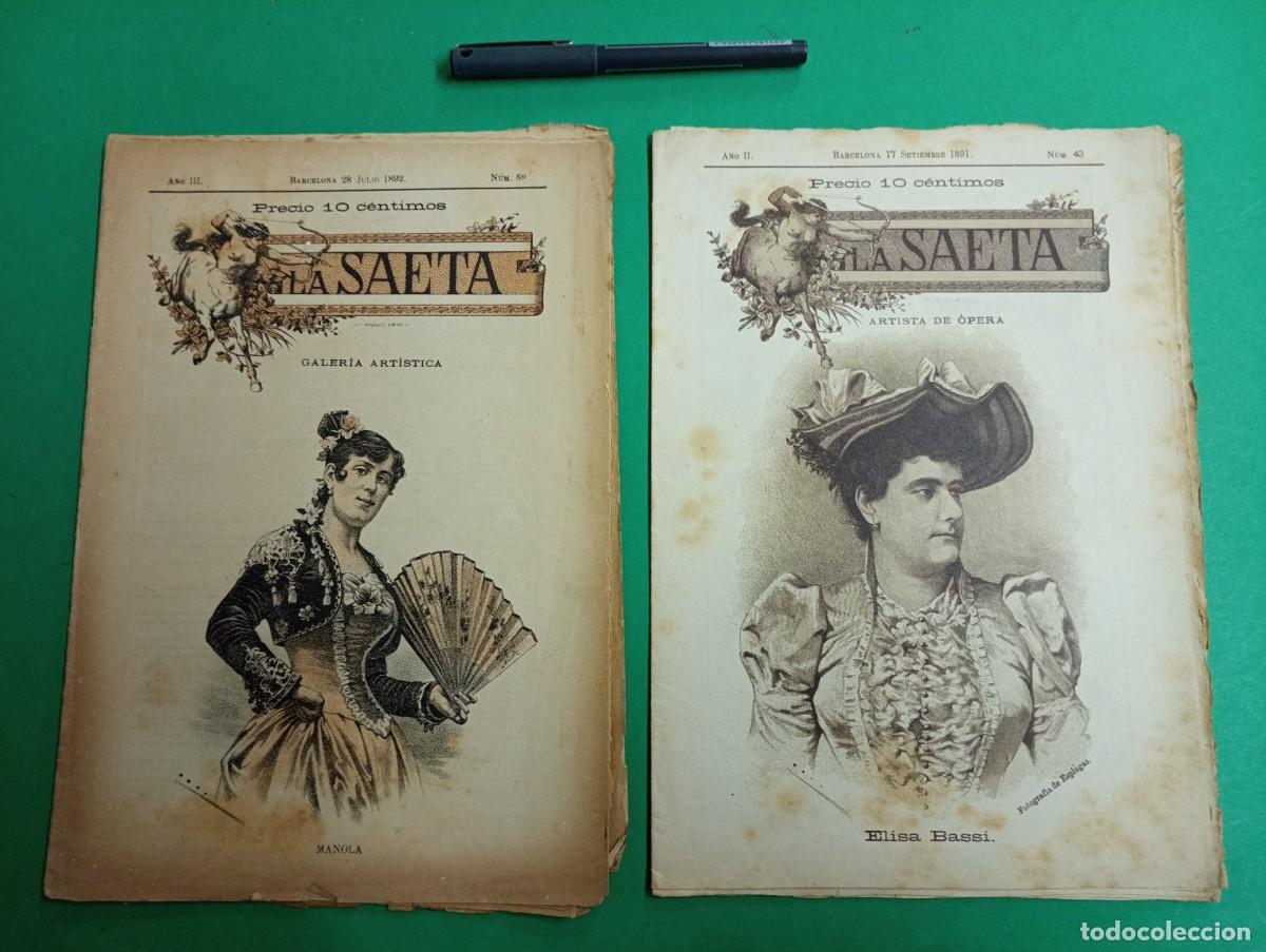 Coleccionismo de Revistas y Peri&oacute;dicos: Lote de 2 revistas LA SAETA. 1891-92.