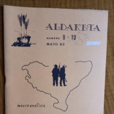 Coleccionismo de Revistas y Periódicos: ALDAKETA Nº 9-10 1983. MILITARISMO Y SITUACIÓN SOCIOPOLÍTICA EN EUSKADI. EJERCITO, PARTIDOS, ETA