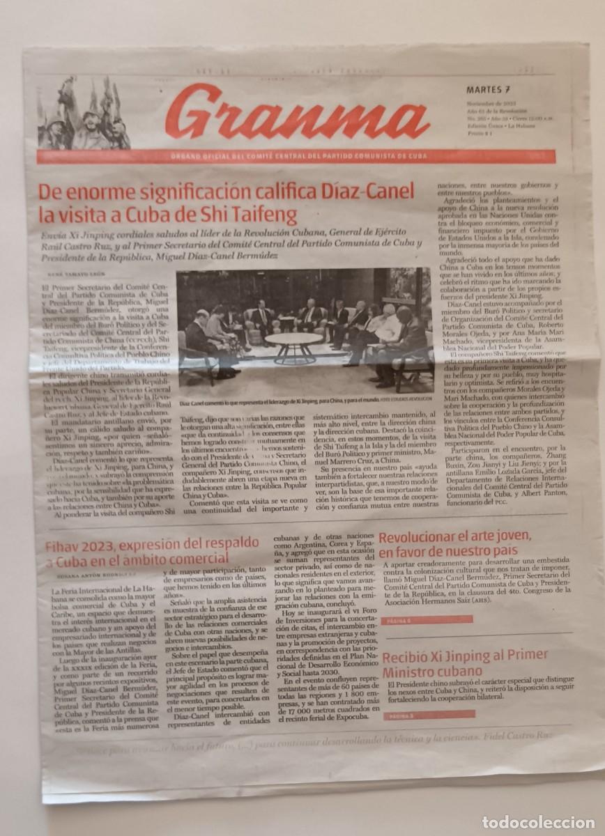 Coleccionismo de revistas y peri&oacute;dicos: Granma- 7-noviembre-2023-China-Cuba.