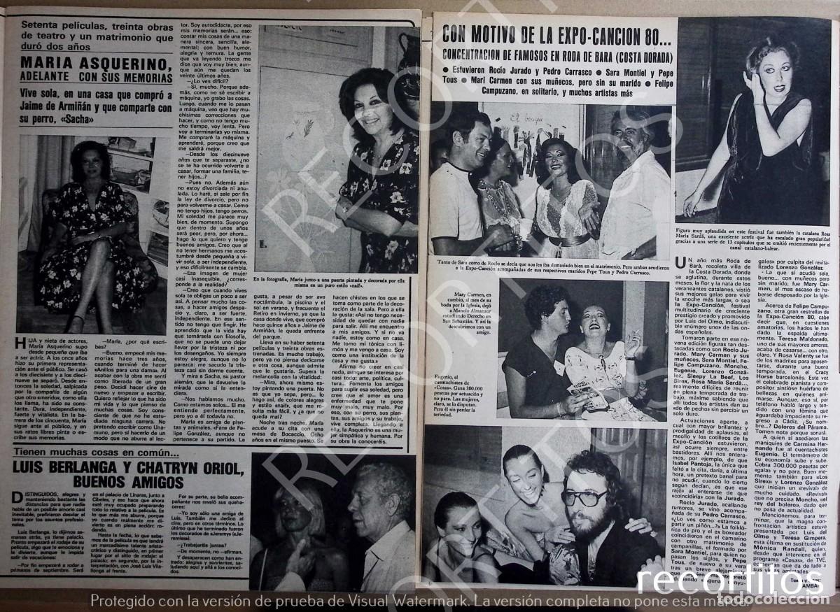 Coleccionismo de Revistas y Peri&oacute;dicos: SARA MONTIEL ROCIO JURADO MARIA ASQUERINO ROSA MARIA SARDA EUGENIO LES DOS MARY CARMEN Y SUS MU&Ntilde;ECO