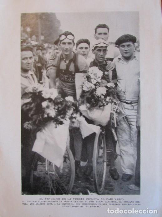 Coleccionismo de Revistas y Peri&oacute;dicos: RECORTE BLANCO Y NEGRO 2300 1935 VUELTA CICLISTA PA&Iacute;S VASCO. BARTALI, BARRENDERO