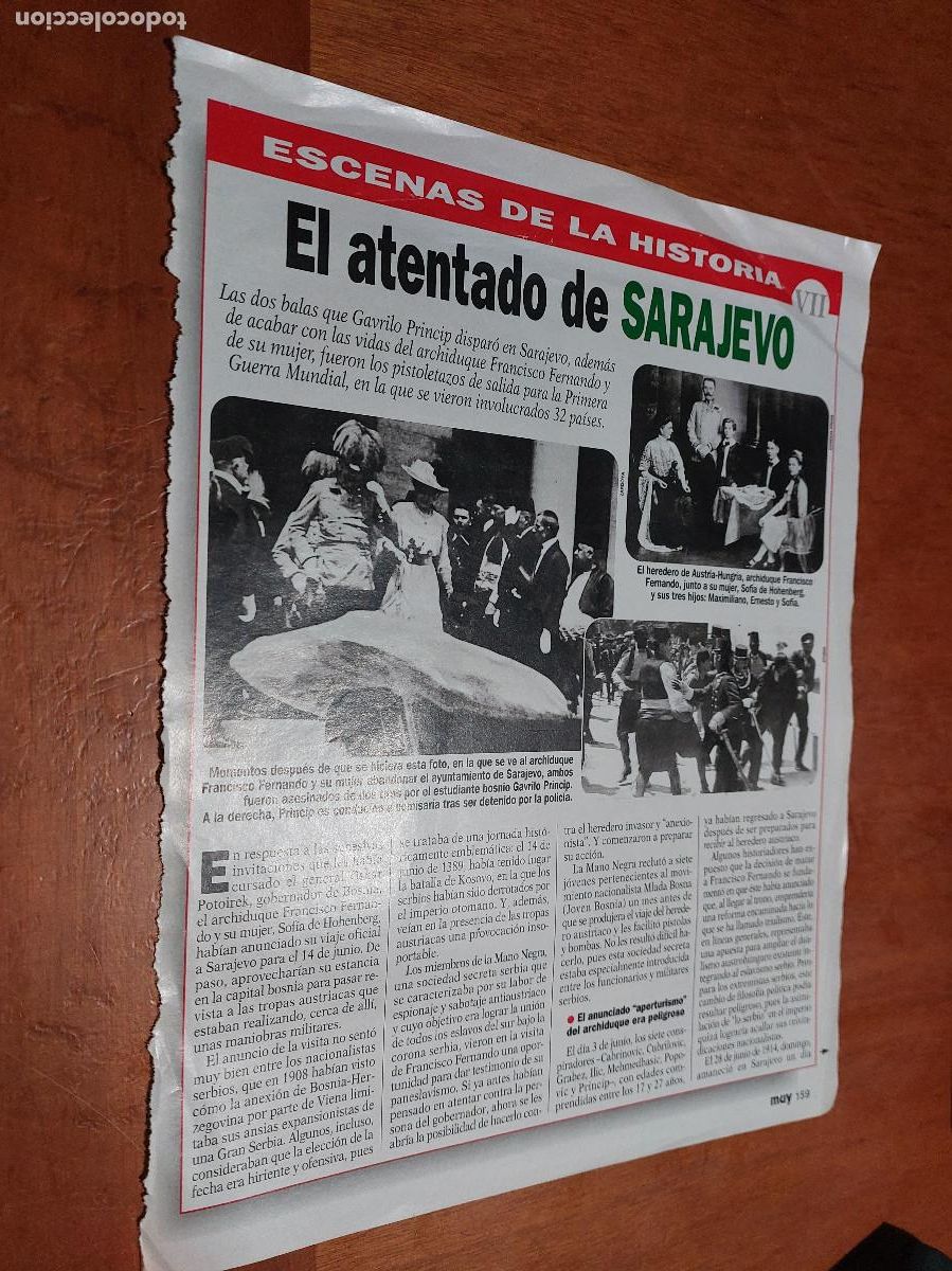 Collezionismo di Riviste e Giornali: EL ATENTADO DE SARAJEVO. ESCENAS DE LA HISTORIA VII. 1 P&Aacute;GINA. EXTRAIDO DE REVISTA.