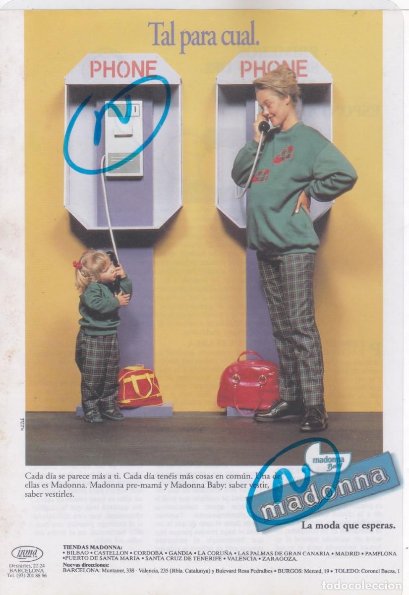 Coleccionismo de Revistas y Peri&oacute;dicos: PUBLICIDAD 1991. ANUNCIO MADONNA. MODA. MADONNA PRE-MAMA Y MADONNA BABY