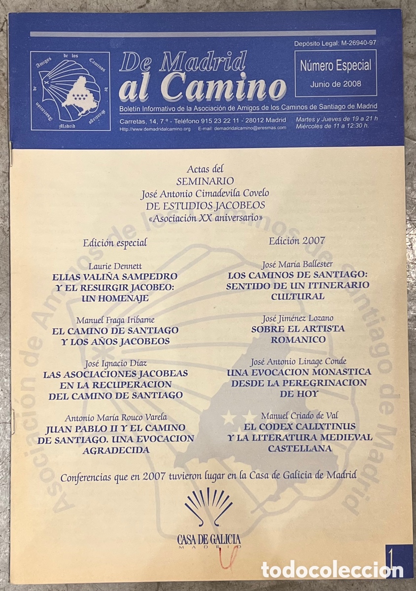 Coleccionismo de revistas y peri&oacute;dicos: Bolet&iacute;n. De Madrid al Camino. 2008.