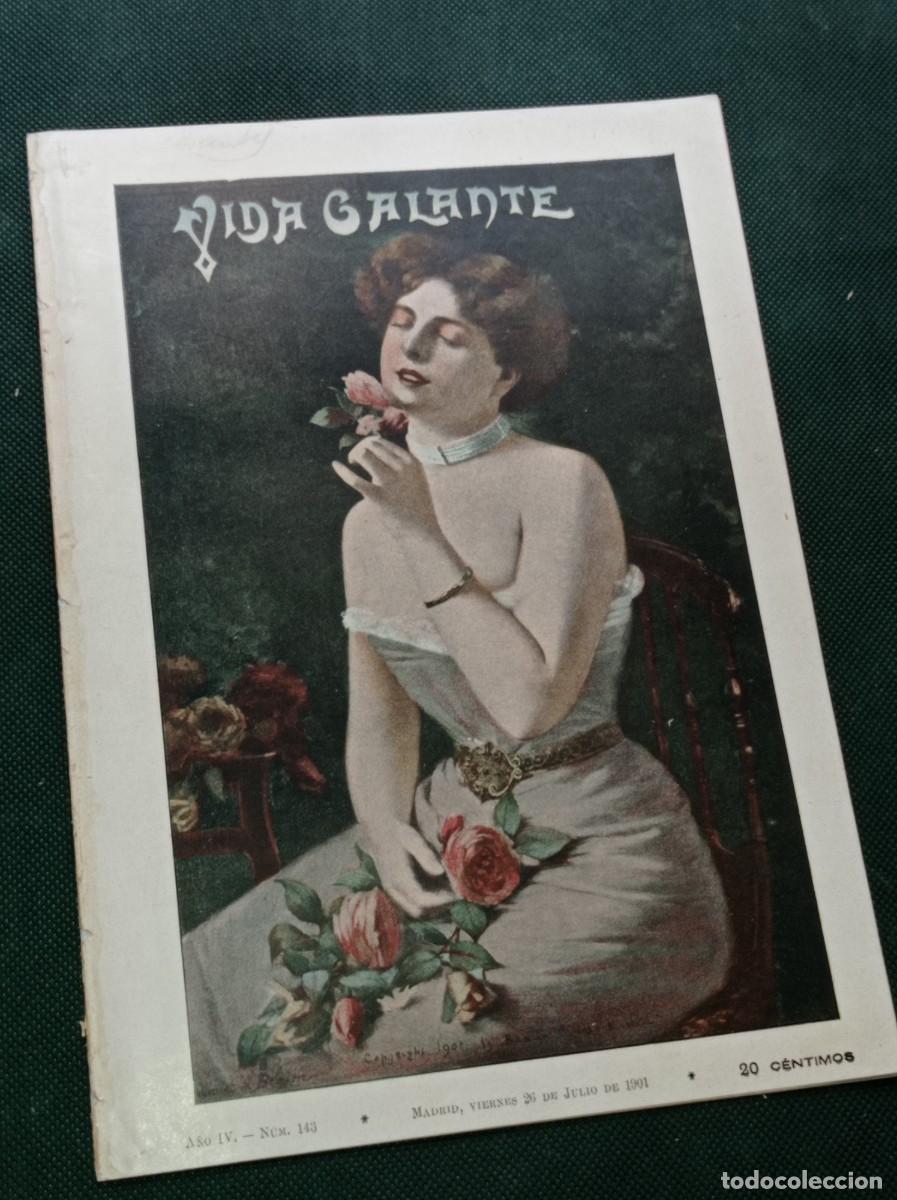 Coleccionismo de Revistas y Peri&oacute;dicos: VIDA GALANTE N&ordm; 143, 1901. RAM&Oacute;N SOPENA. DONAZ, POVEDA, LORRAIN, ZAMACOIS. FILATELIA