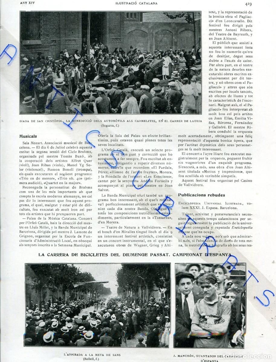 Coleccionismo de Revistas y Peri&oacute;dicos: REVISTA A&Ntilde;O 1916 CAMPEONATO DE CICLISMO DE ESPA&Ntilde;A GANADOR MANCHON VUELTA CICLISMO