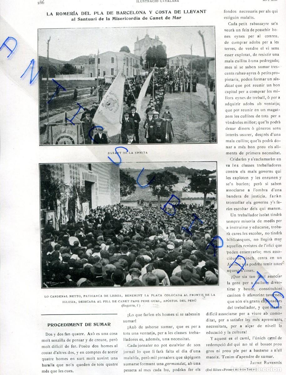 Sammeln von Zeitschriften und Zeitungen: REVISTA ANY 1915 ALEXANDRE DE RIQUER DE CALAF SANTUARI DE LA MISERICORDIA DE CANET DE MAR PERE GUAL