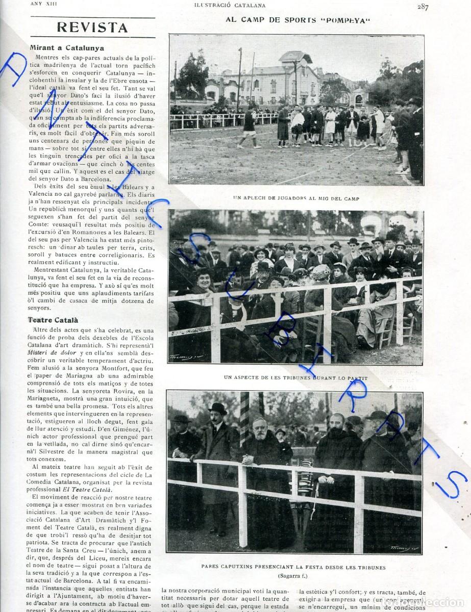 Coleccionismo de Revistas y Peri&oacute;dicos: REVISTA ANY 1915 CAMP D'ESPORTS DE POMPEIA CURSA CICLISTA BARCELONA VILASSAR ARGENTONA