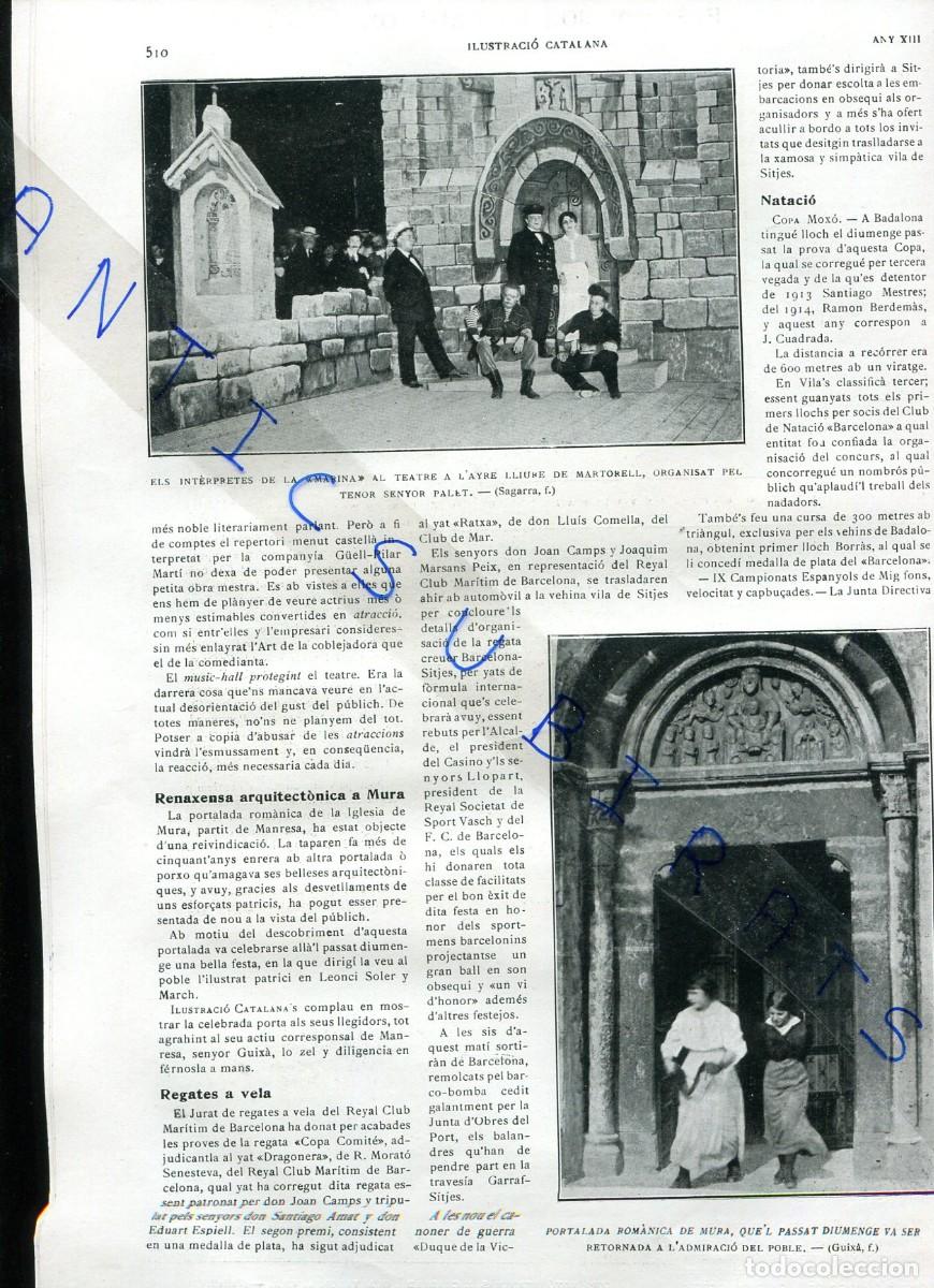 Collezionismo di Riviste e Giornali: REVISTA ANY 1915 TEATRE A MARTORELL ORGANITZAT PEL TENOR PALET PORTALADA ROMANICA DE MURA