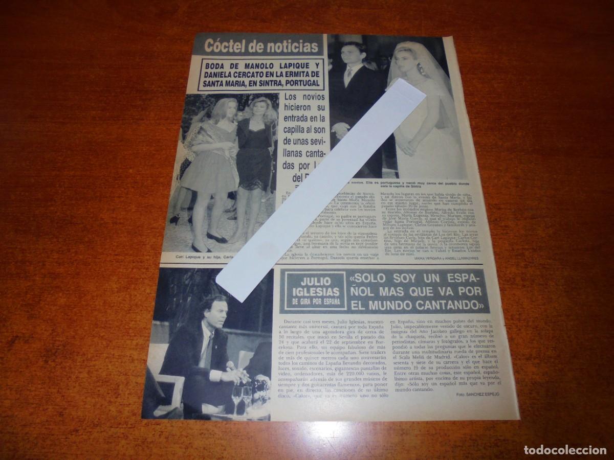 Coleccionismo de Revistas y Peri&oacute;dicos: CLIPPING 1992: CARI LAPIQUE. JULIO IGLESIAS. PUBLICIDAD KANEBO EXCLUSIVE CLUB EL CORTE INGL&Eacute;S.