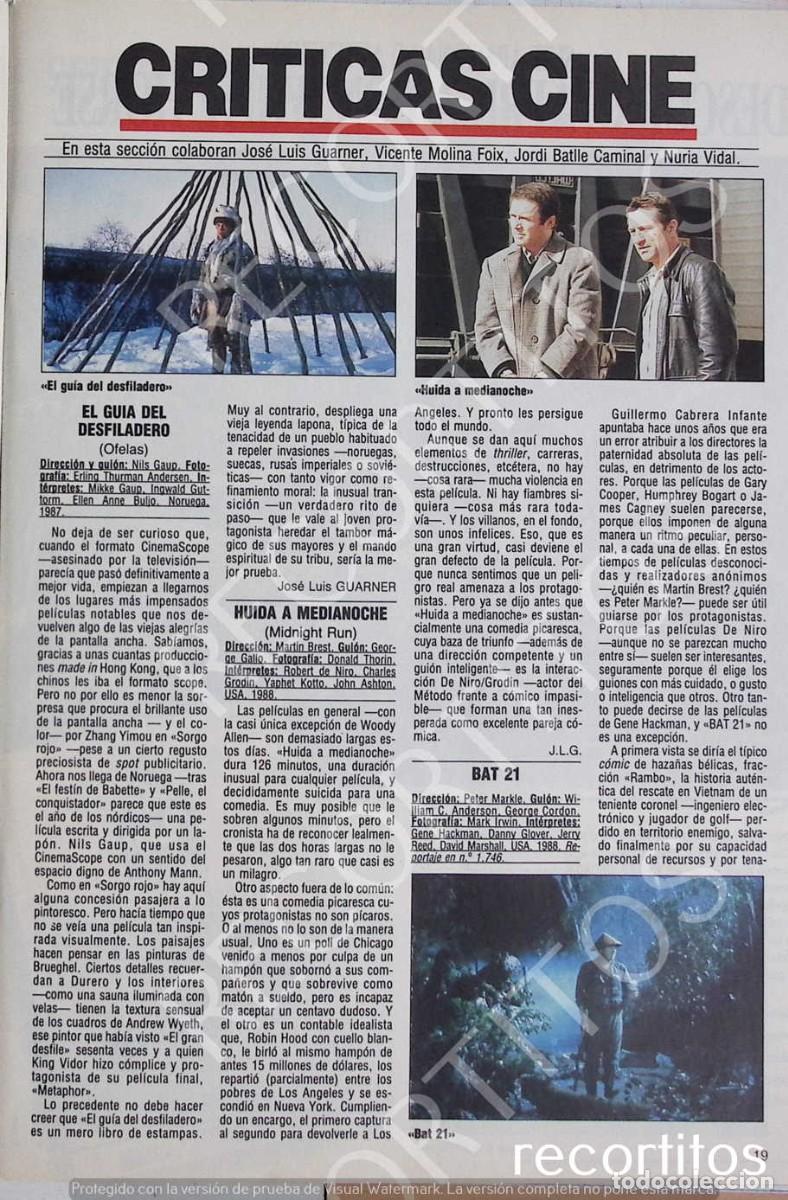Coleccionismo de Revistas y Peri&oacute;dicos: EL GUIA DEL DESFILADERO OFELAS HUIDA A MEDIA NOCHE MIDNIGHT RUN ROBERT DE NIRO BAT 21