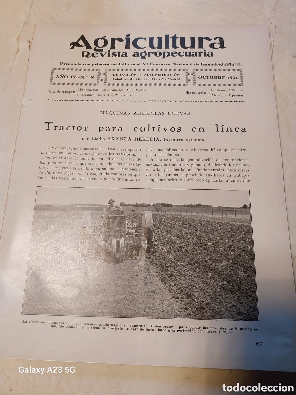 Collection Magazines and Newspapers: REVISTA 1932 TRACTOR PARA CULTIVOS.EXTRACCION DE MIEL.RECOLECCI&Oacute;N DE SETAS.CASA DEL LABRADOR GALLEGO