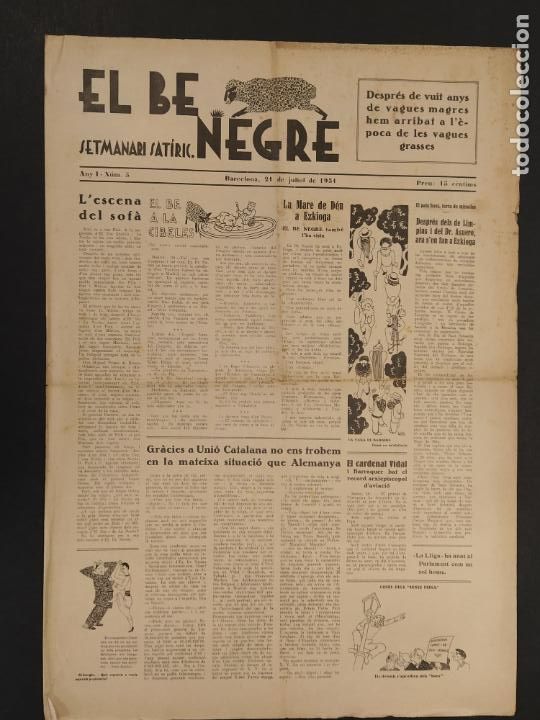 Collection Magazines and Newspapers: EL BE NEGRE - SETMANARI SATIRIC - NUMERO 5 - 21 JULIOL 1931 -VEURE FOTOS-(K-12.024)