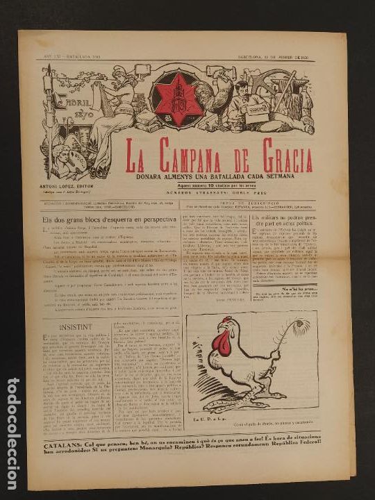 Collection Magazines and Newspapers: LA CAMPANA DE GRACIA - BATALLADA 3165 - FEBRER ANY 1930 -VEURE FOTOS-(V-24.819)