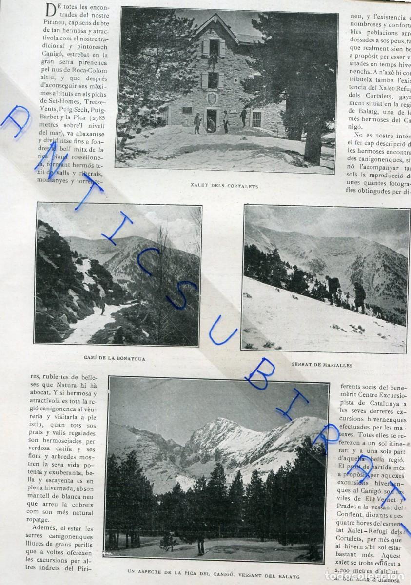 Coleccionismo de Revistas y Peri&oacute;dicos: REVISTA ANY 1912 ESQUI AL CANIGO XALET DELS CORTALETS SERRAT DE MAIALLES FOTN DE LA PERDIU SURDES
