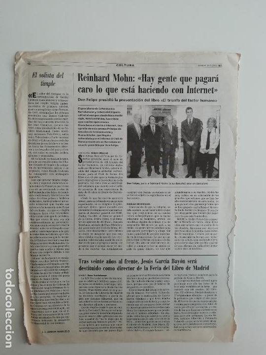 Coleccionismo de Revistas y Peri&oacute;dicos: Joaqu&iacute;n Puig de la Bellacasa Juan M. Bonet Andr&eacute;s Amor&oacute;s Reinhard Mohn J. Garc&iacute;a Bay&oacute;n ABC 28 V 1999